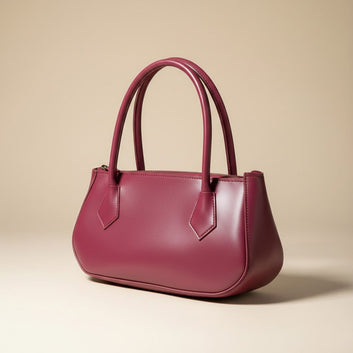 Sleek Burgundy Handbag with Structured Design 0049