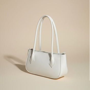 Chic White Leather Handbag 0044
