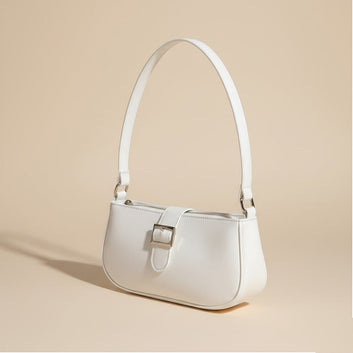 Elegant White Handbag with Chic Buckle 0020