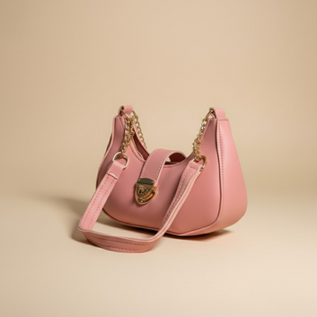 Soft Pink Chain-Detail Handbag 0084